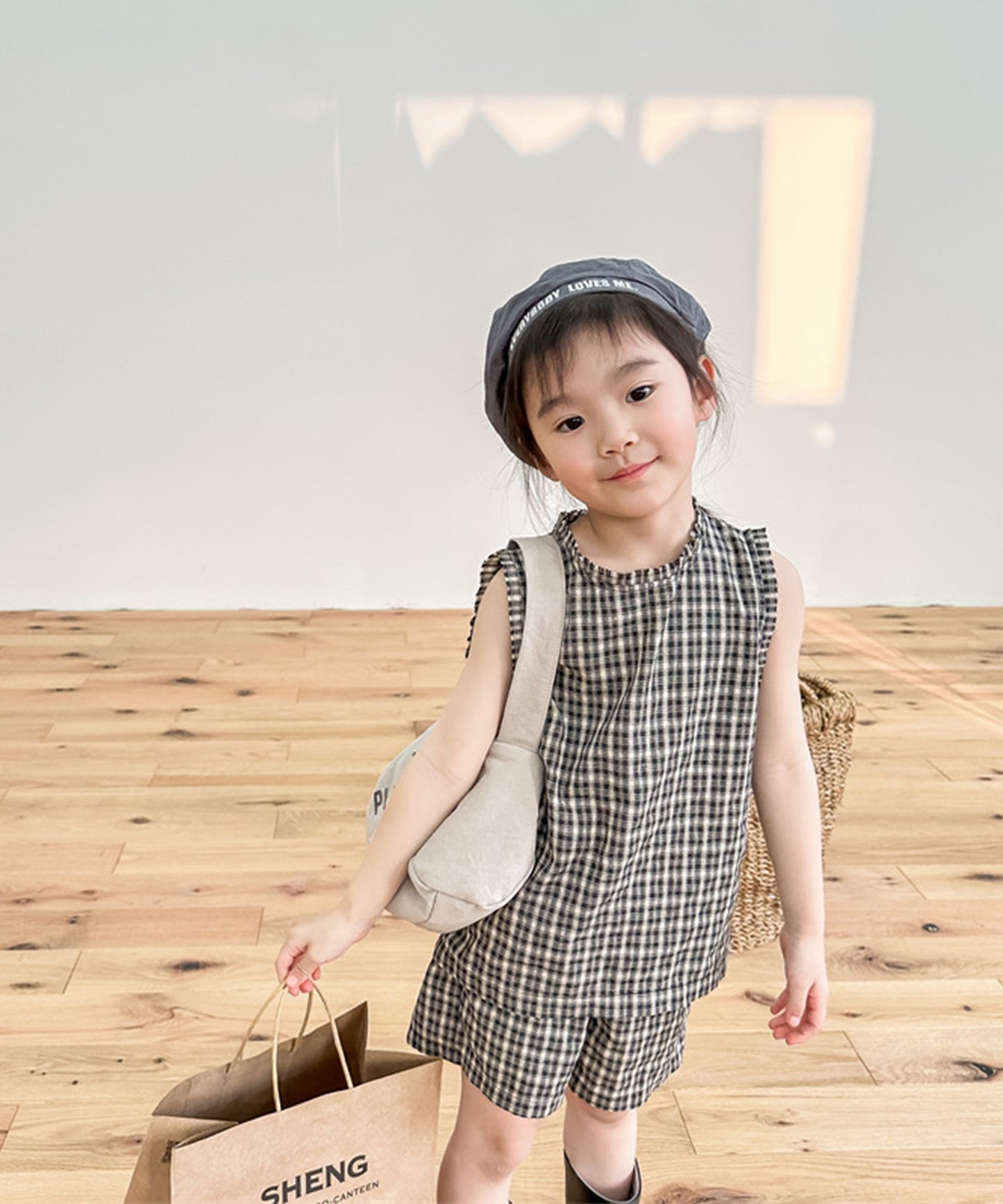 【aimoha-KIDS-】韓国子供服 チェック柄セットアップ