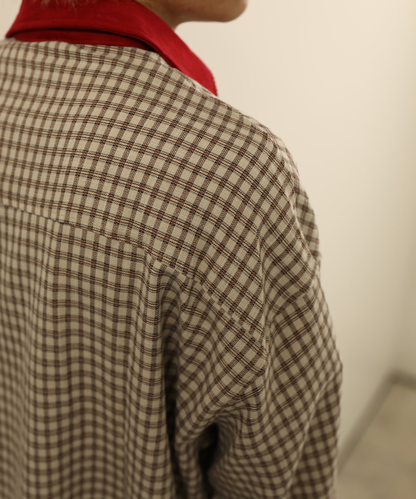 【HOOK -original- 】レトロ調可愛いワンちゃん刺繍チェック柄長袖シャツ