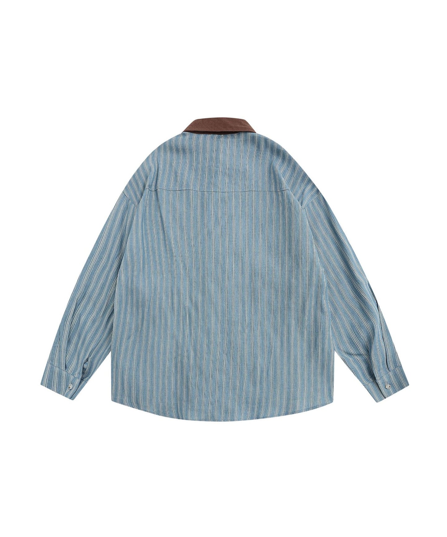 【HOOK】レトロ調ベア刺繍ストライプ長袖シャツ