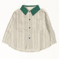 【aimoha-KIDS-】韓国子供服 　配色襟ストライプ柄シャツ