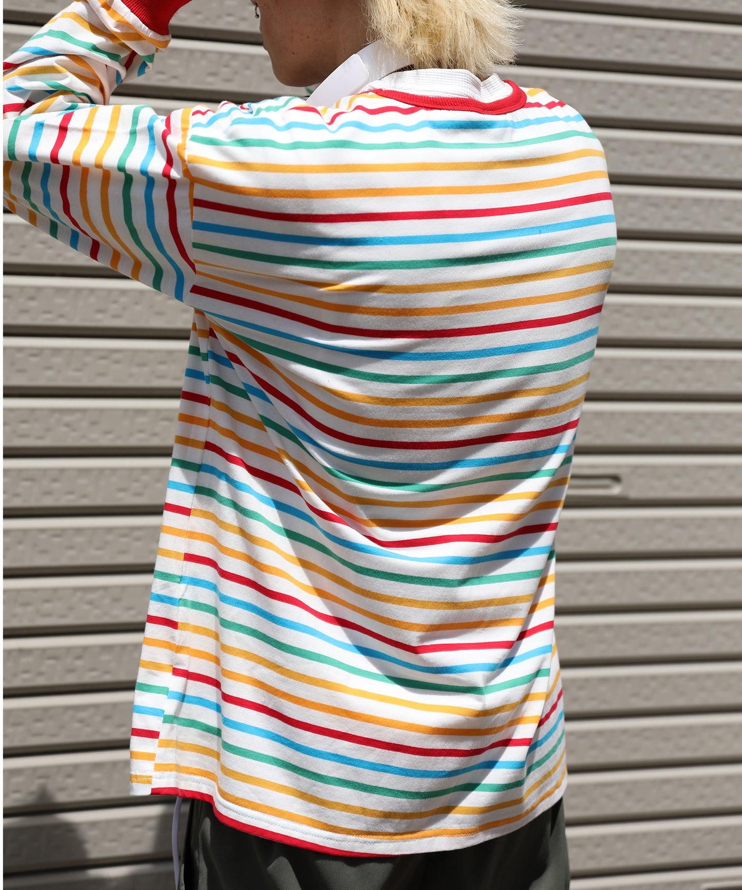 【HOOK -original- 】溶けるハート刺繍カラフルボーダー長袖tシャツ