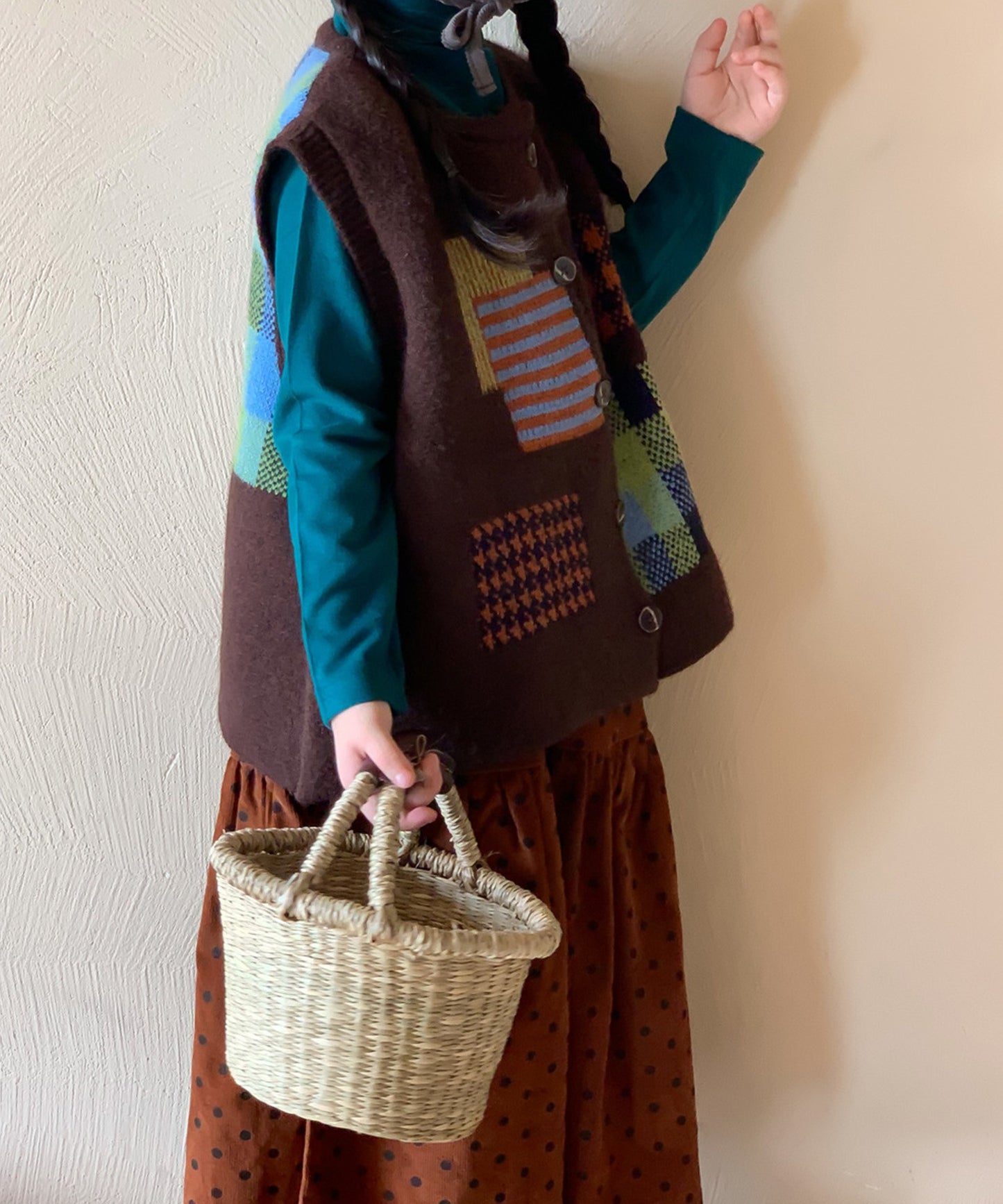 【aimoha-KIDS-】韓国子供服　かわいい編みベスト