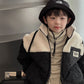 【aimoha-KIDS-】韓国子供服　ふわふわボアがドッキングタフタキルト中綿ブルゾン