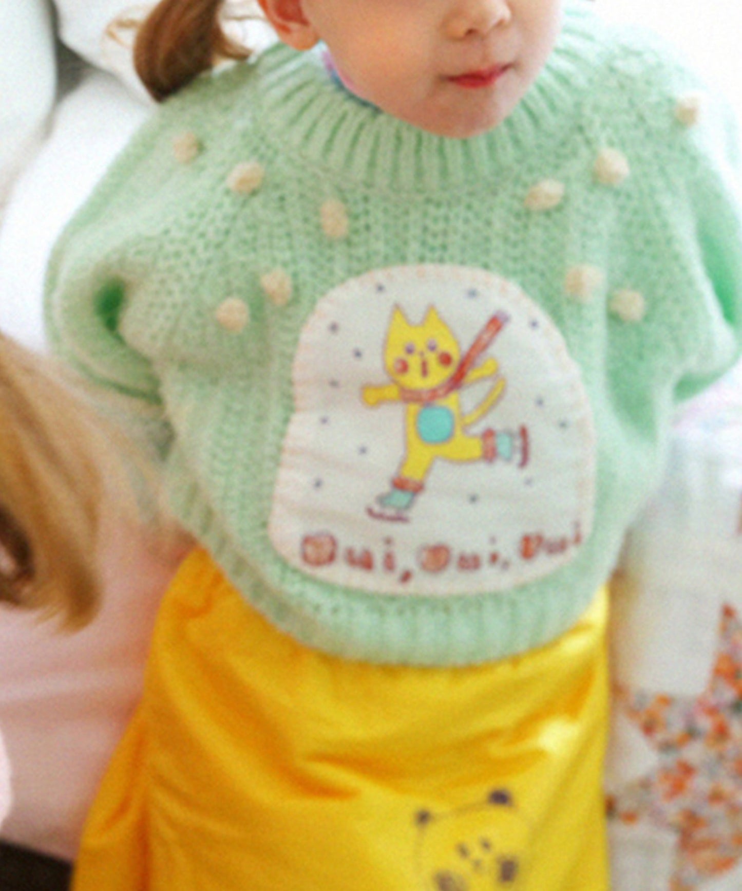 【aimoha-KIDS-】韓国子供服　かわいい猫パッチプリントセーター