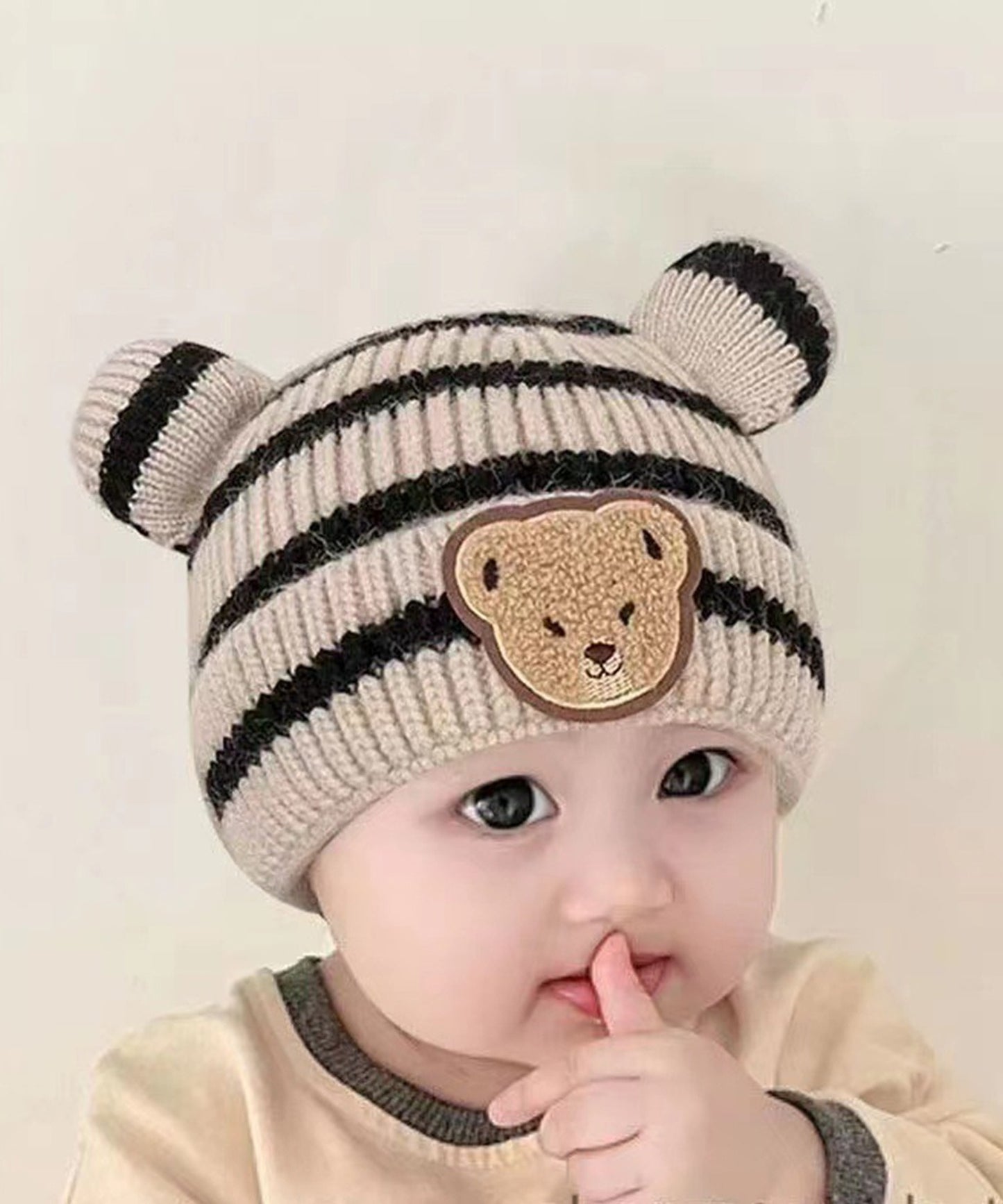【aimoha-KIDS-】韓国子供服　かわいいクマ耳付きニット帽