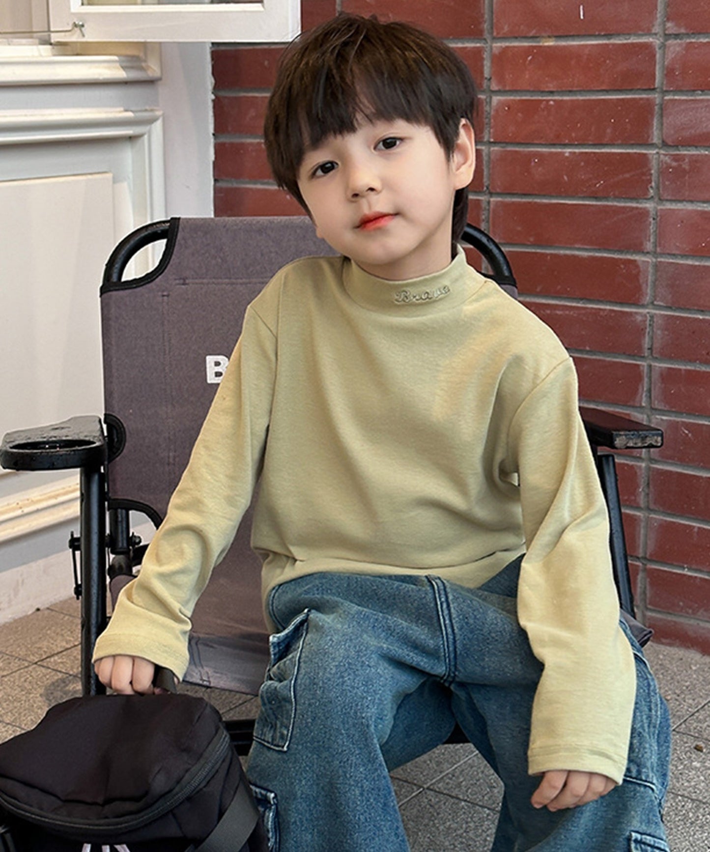 【aimoha-KIDS-】韓国子供服　ソフトタッチモックネックインナー