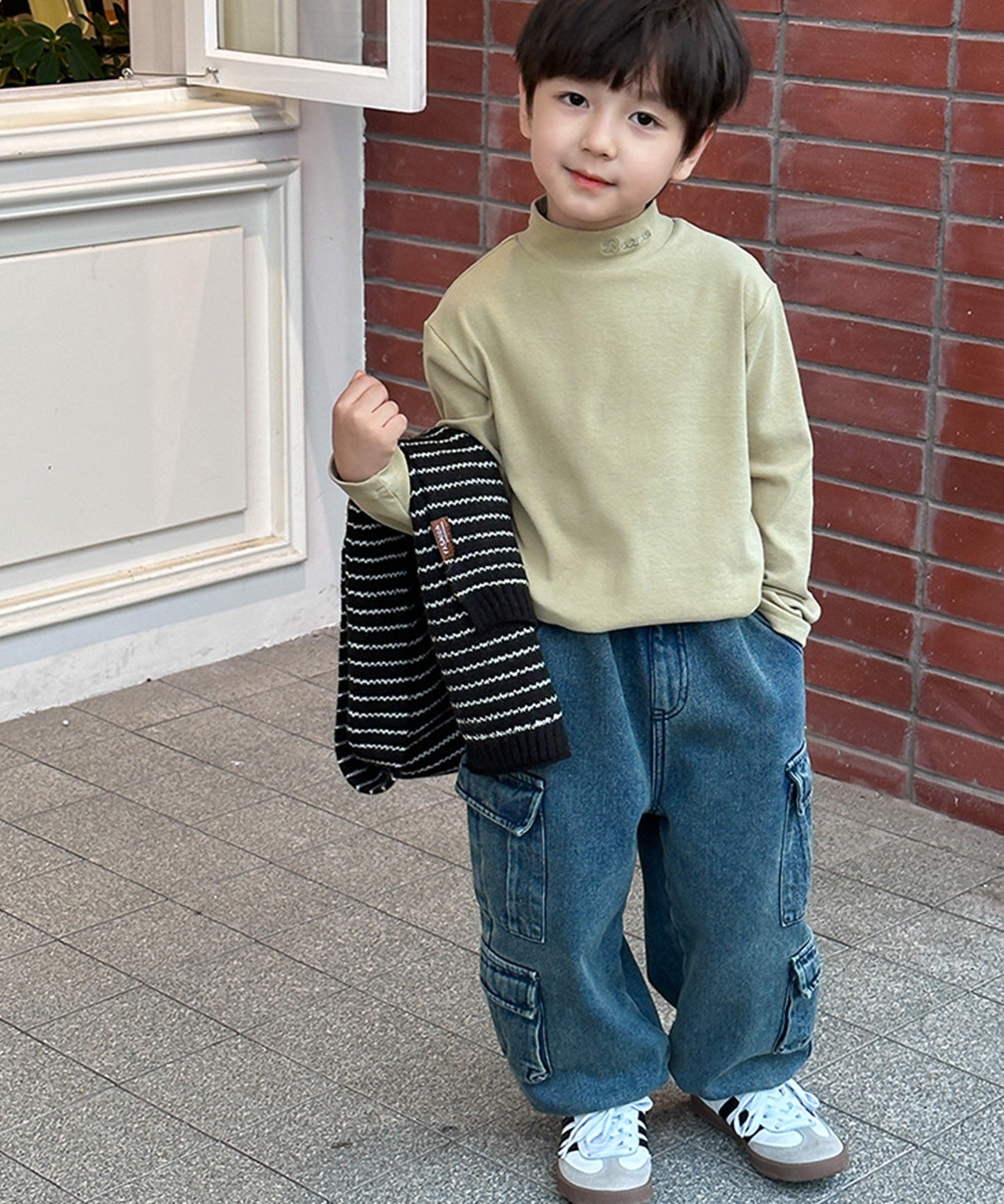 【aimoha-KIDS-】韓国子供服　ソフトタッチモックネックインナー