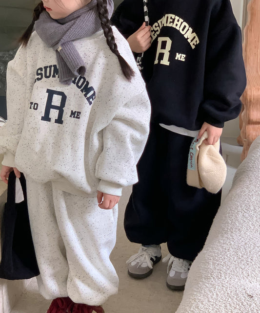 【aimoha-KIDS-】韓国子供服 ユニセックス厚地スウェットセットアップ