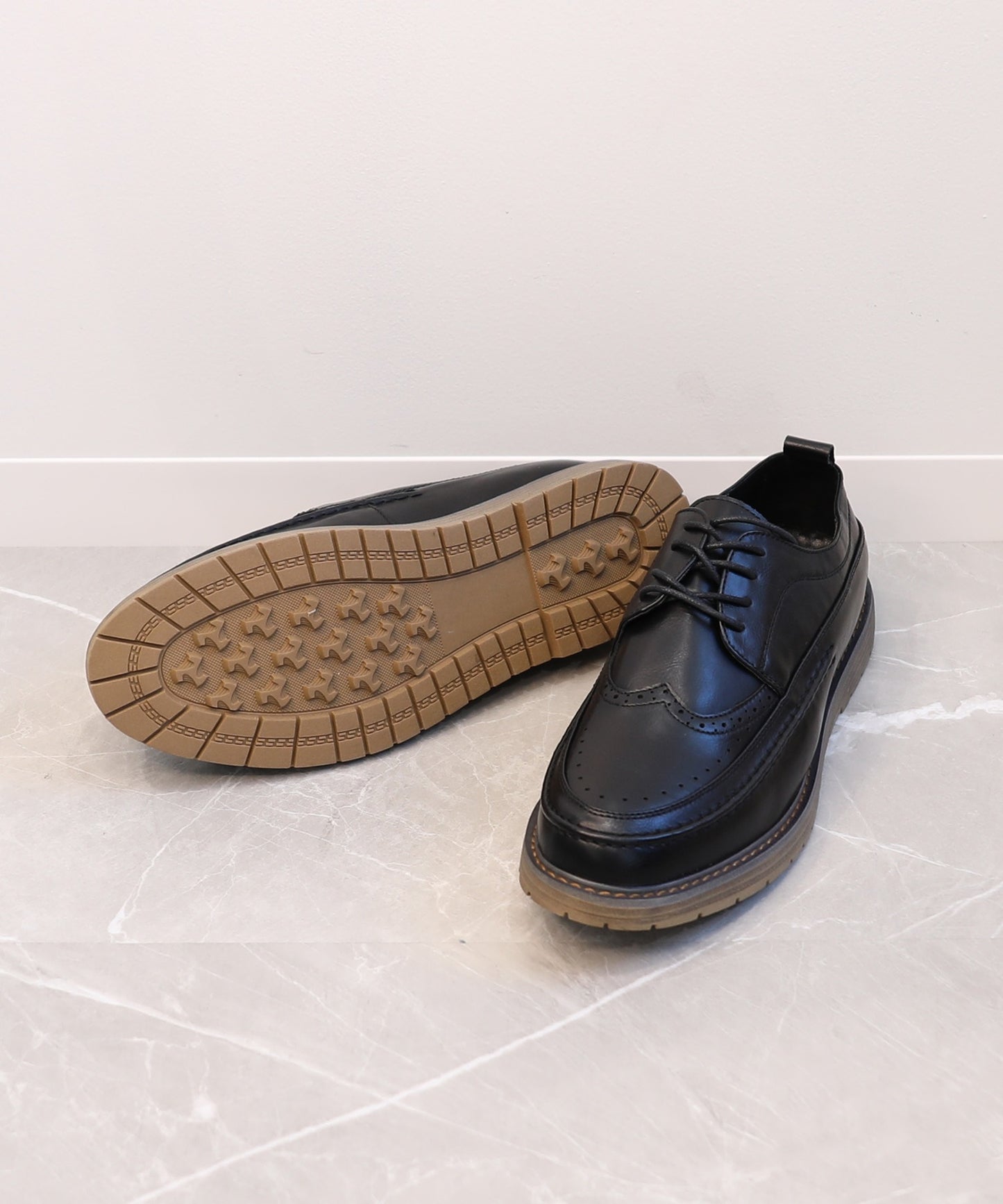 【shoes365】ウィングチップ ゴムソール皮靴