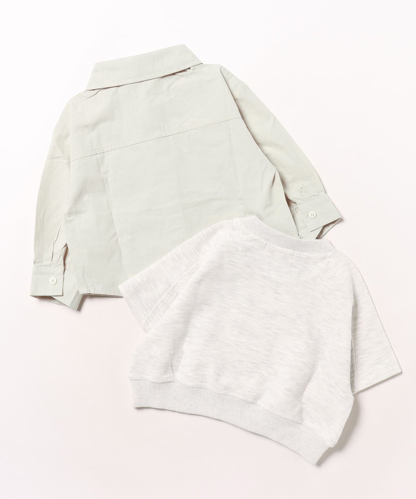【aimoha-KIDS-】子供服　重ね着風無地ロングシャツ＋半袖スウェット
