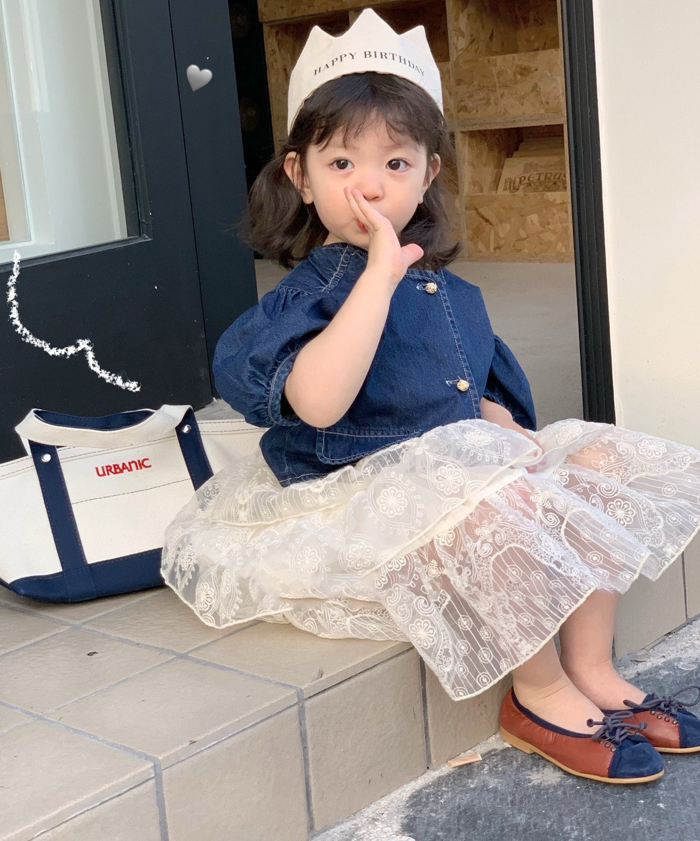 【aimoha-KIDS-】子供服　かわいい女の子デニムトップス