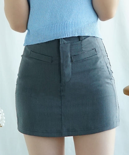 【Jasmine】フロントポケットミニスカート ベルト付き