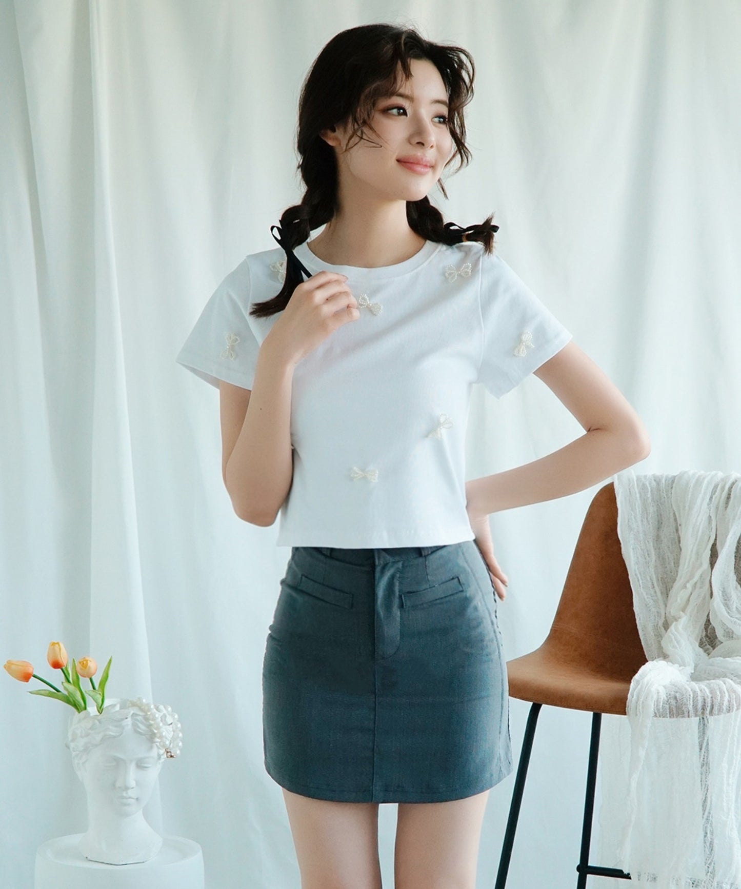 【Jasmine】フロントポケットミニスカート ベルト付き