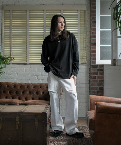 【aimoha neo】CHIC URBANITE RELAXED FIT DISTRESSED DENIM