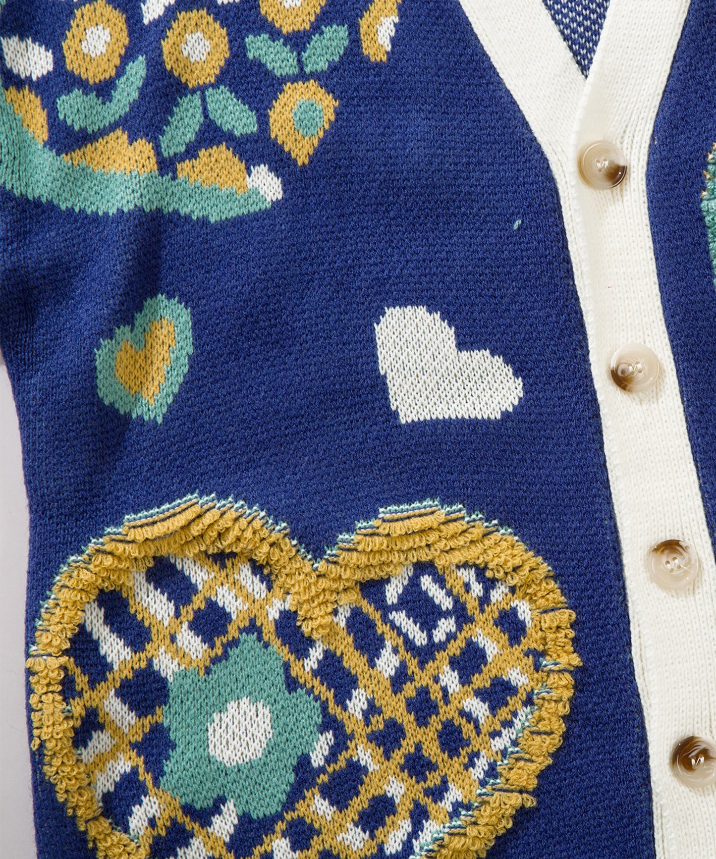 [HOOK -original-] Retro-style Sagara embroidery heart pattern V-neck cardigan