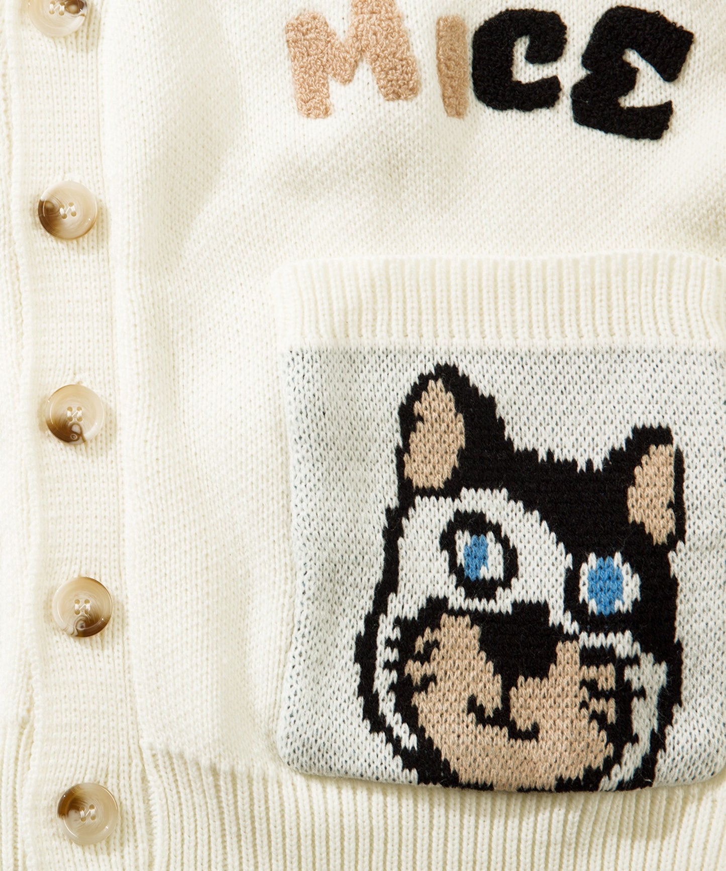 [HOOK -original-] Super cute Sagara embroidery cat pattern V-neck cardigan