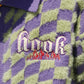 【HOOK -original- 】ブロックチェックワッペン刺繍ポロ襟シャギーニットカーディガン