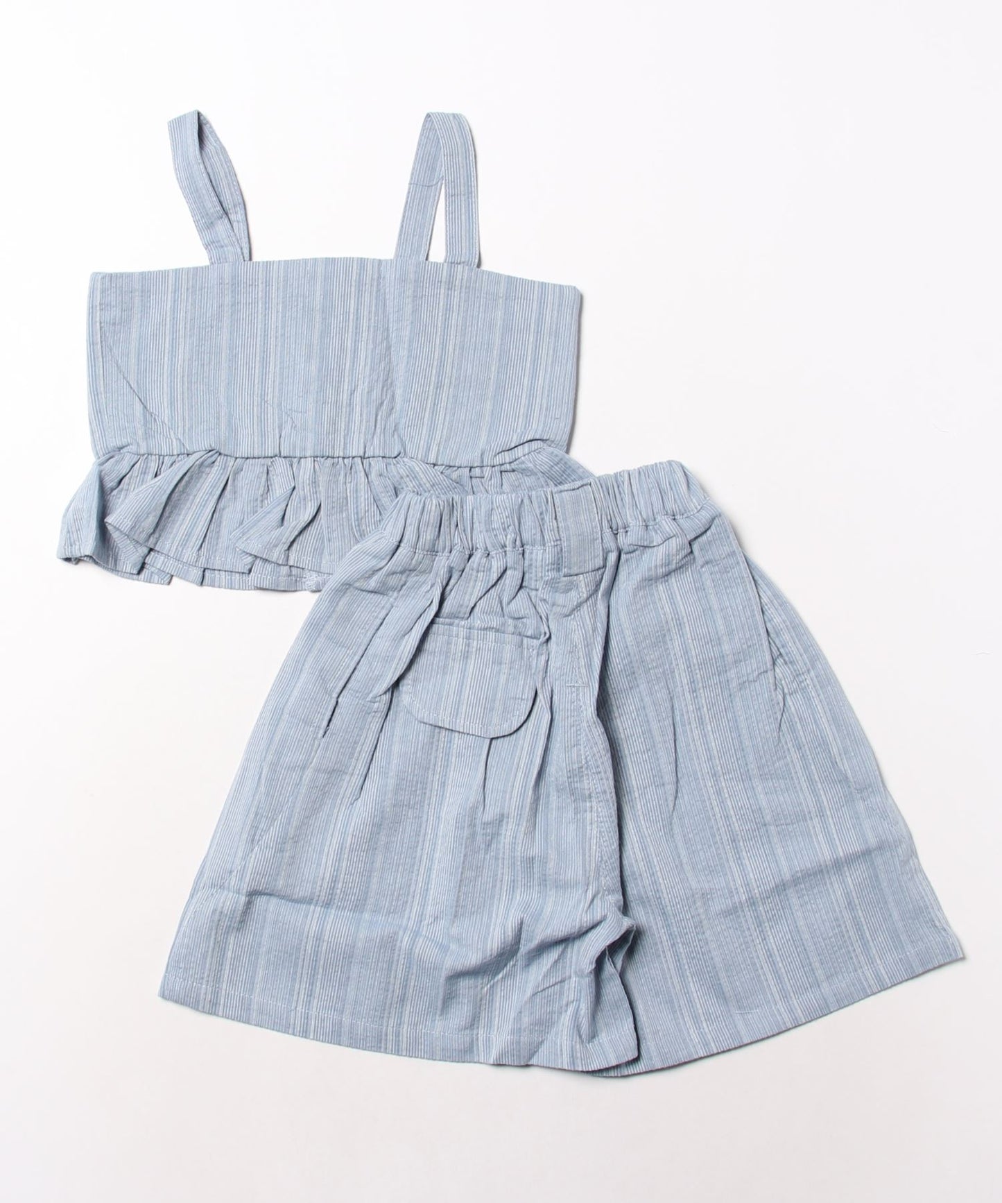 【aimoha-KIDS-】韓国子供服 裾フリルキャミソール+ショットパンツ　セットアップ