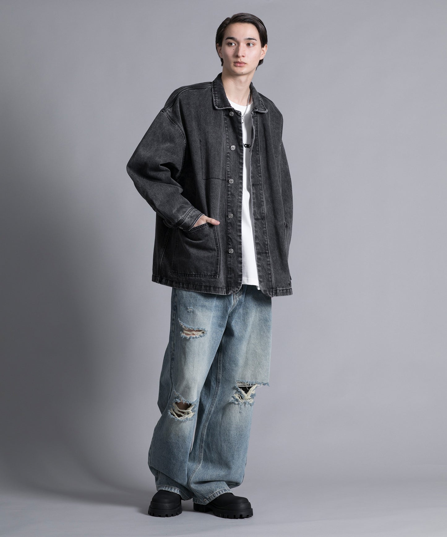 【aimoha neo】DISTRESSED BAGGY JEANS