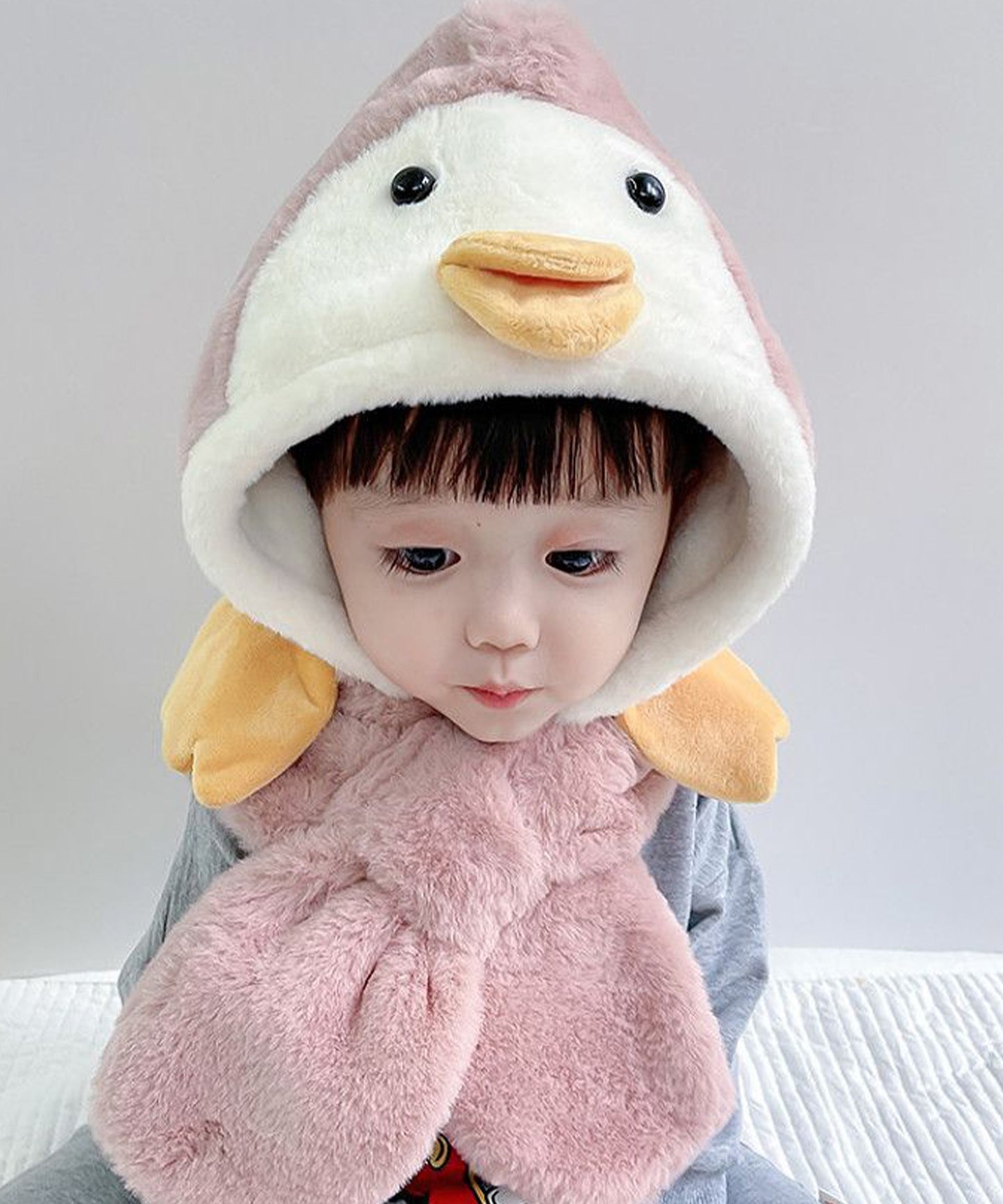 【aimoha-KIDS-】韓国子供服　かわいいフリース  フード スヌード マフラー