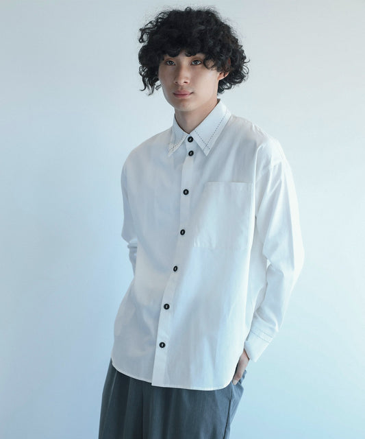 【aimoha Men's】ステッチバイカラーシャツ