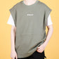 2WAY REMOVABLE SLEEVE COTTON CREW NECK BIG S/S T-SHIRT