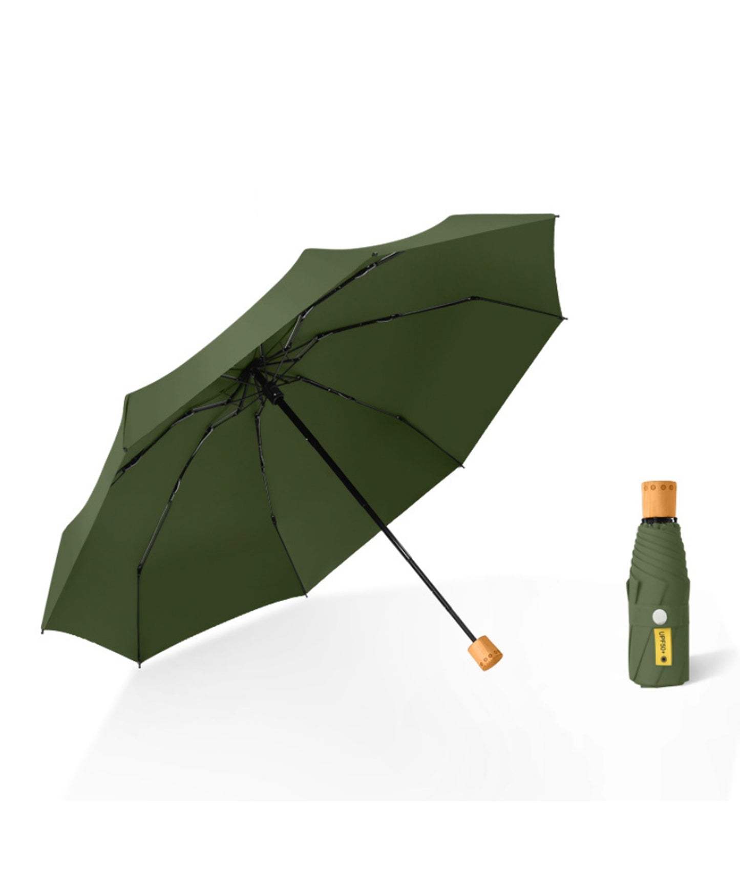 【晴雨兼用】UVカット ミニ 木製持ち手 折り畳み傘