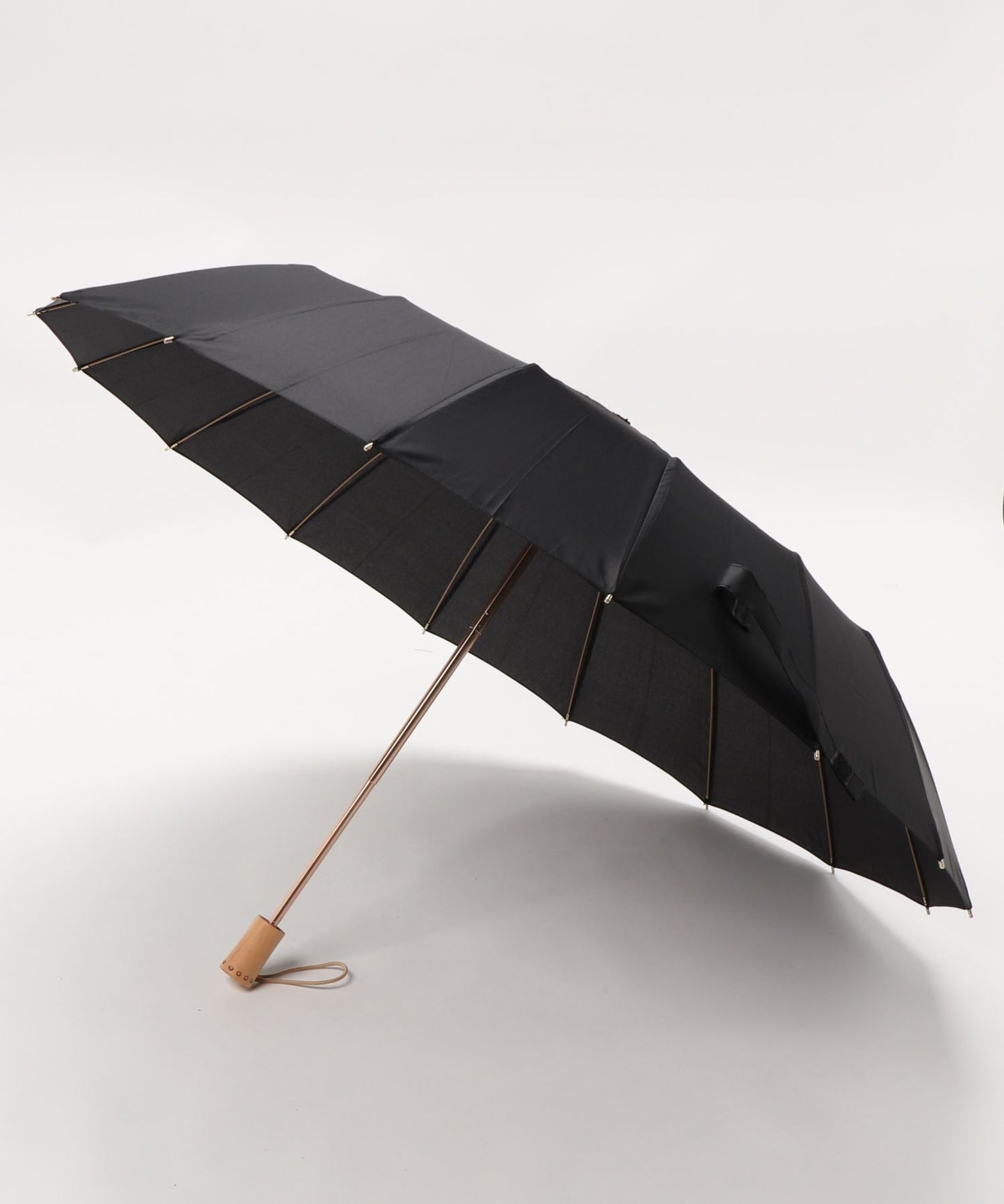 ハンドメイド 木製持ち手 珍しい16本骨 軽量 折りたたみ傘