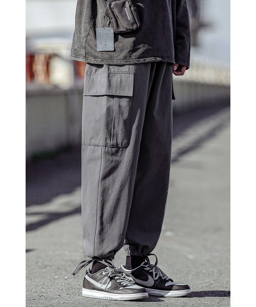【HOOK】 サイドポケット ワッペンプリント・裾紐付きパンツ