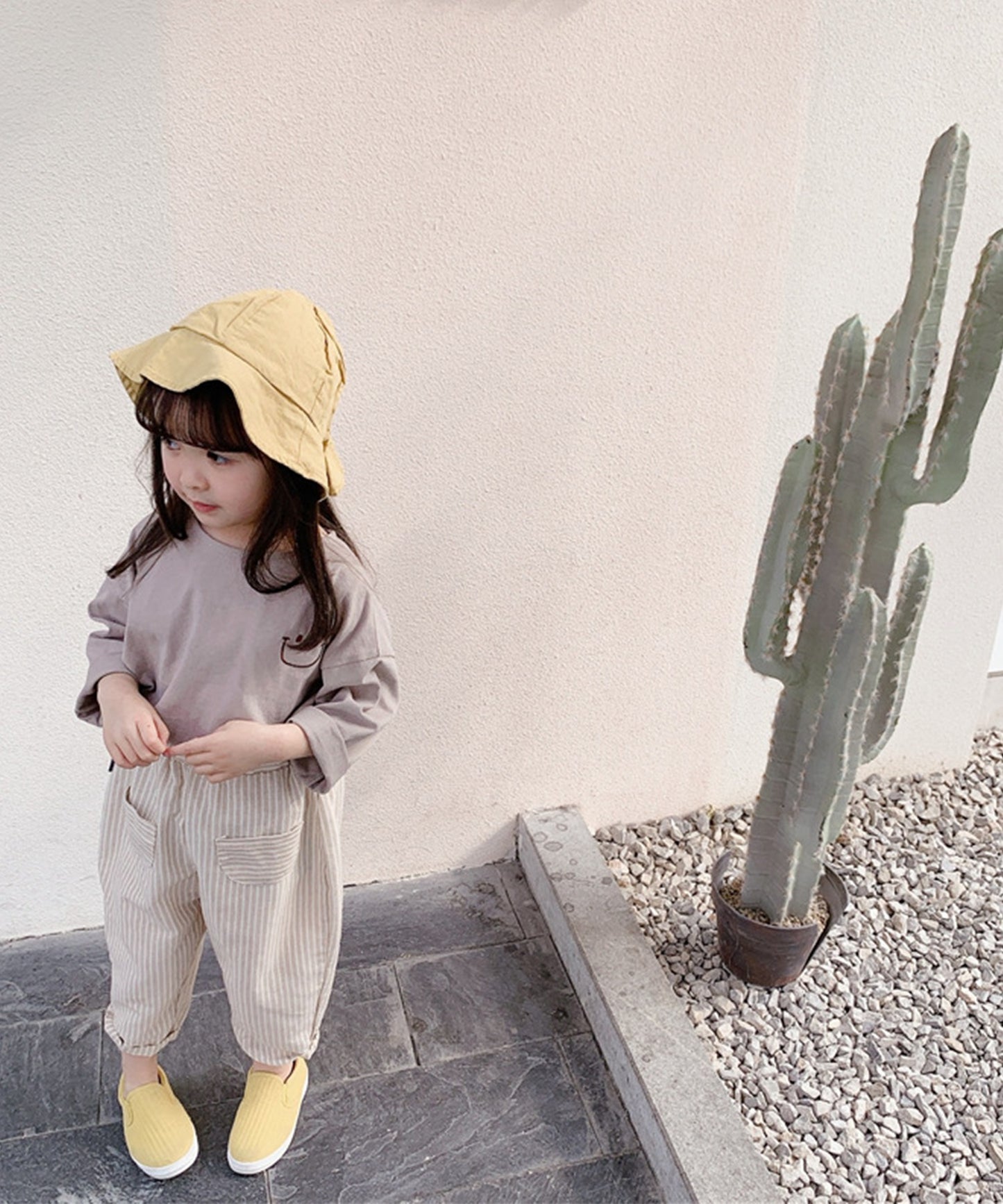 【aimoha-KIDS-】春夏/韓国子供服 キッズ万能ボトム ストライプ柄テーパード ロングパンツ