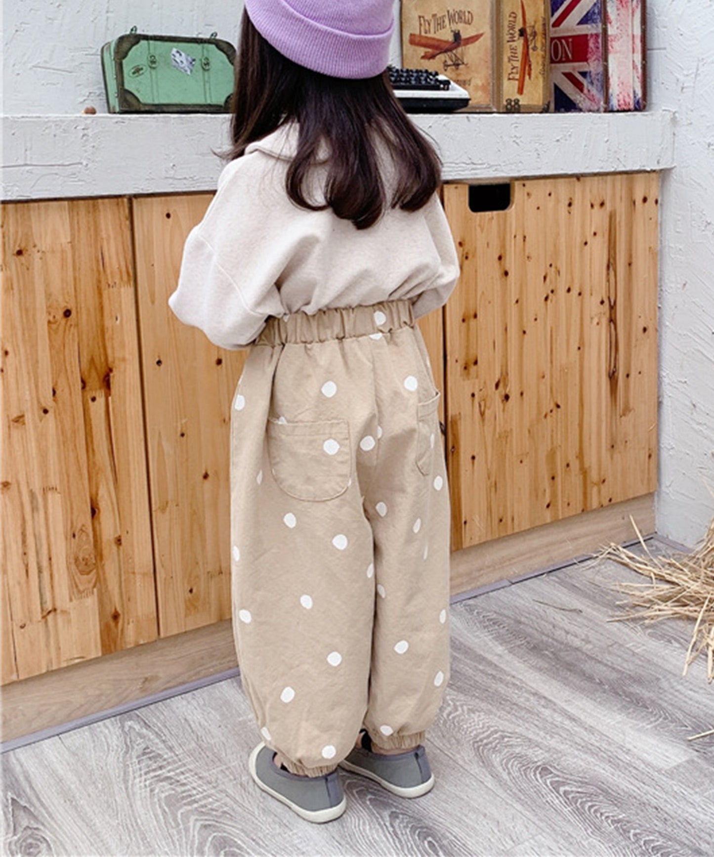 【aimoha-KIDS-】春夏/韓国子供服 キッズ万能ボトム ドット柄バルーンパンツ