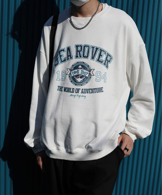 【HOOK -original- 】「SEA　ROVER」ヴィンテージ風ロゴプリントスウェット