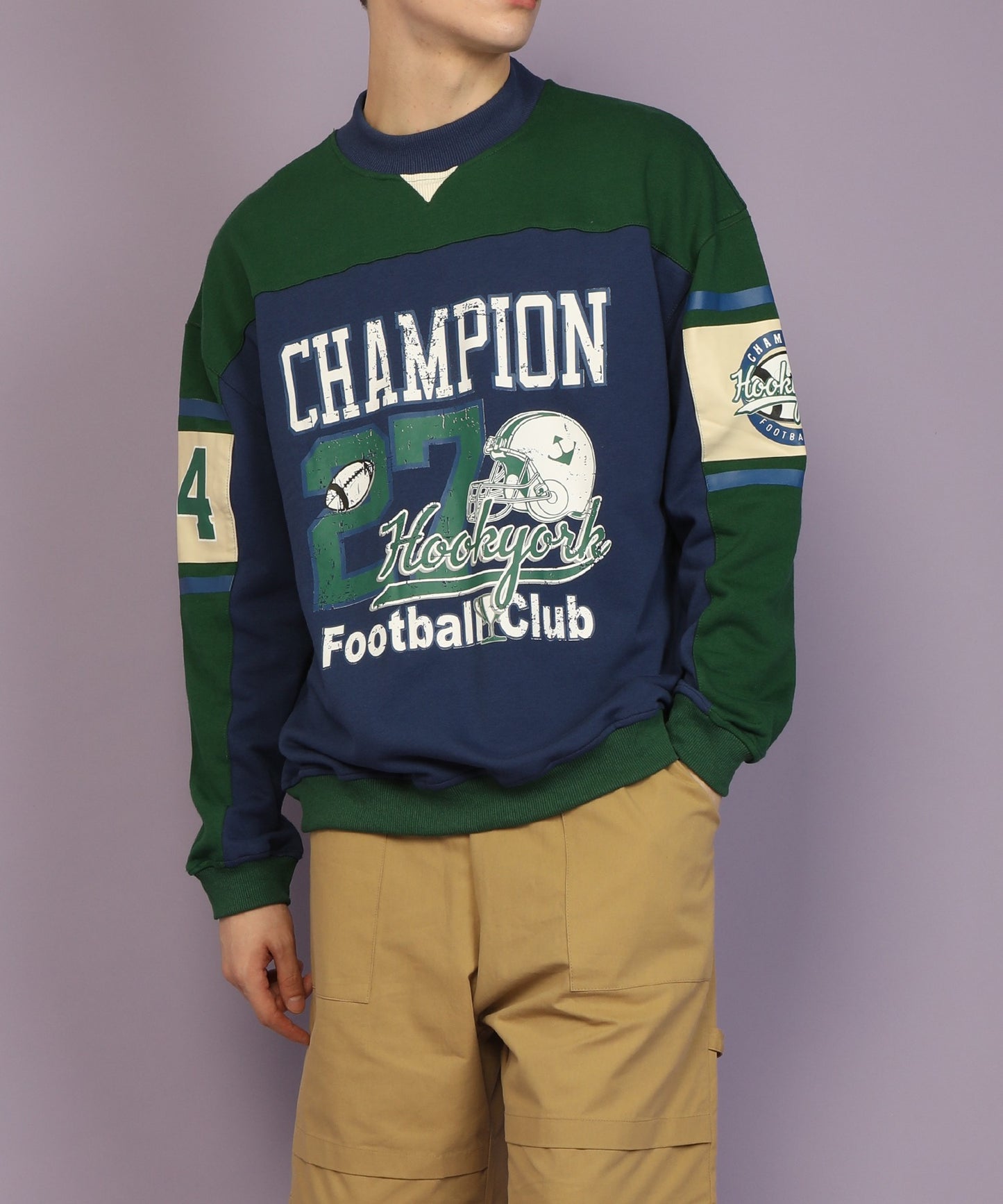 [HOOK -original-] American casual college style football print sweatshirt