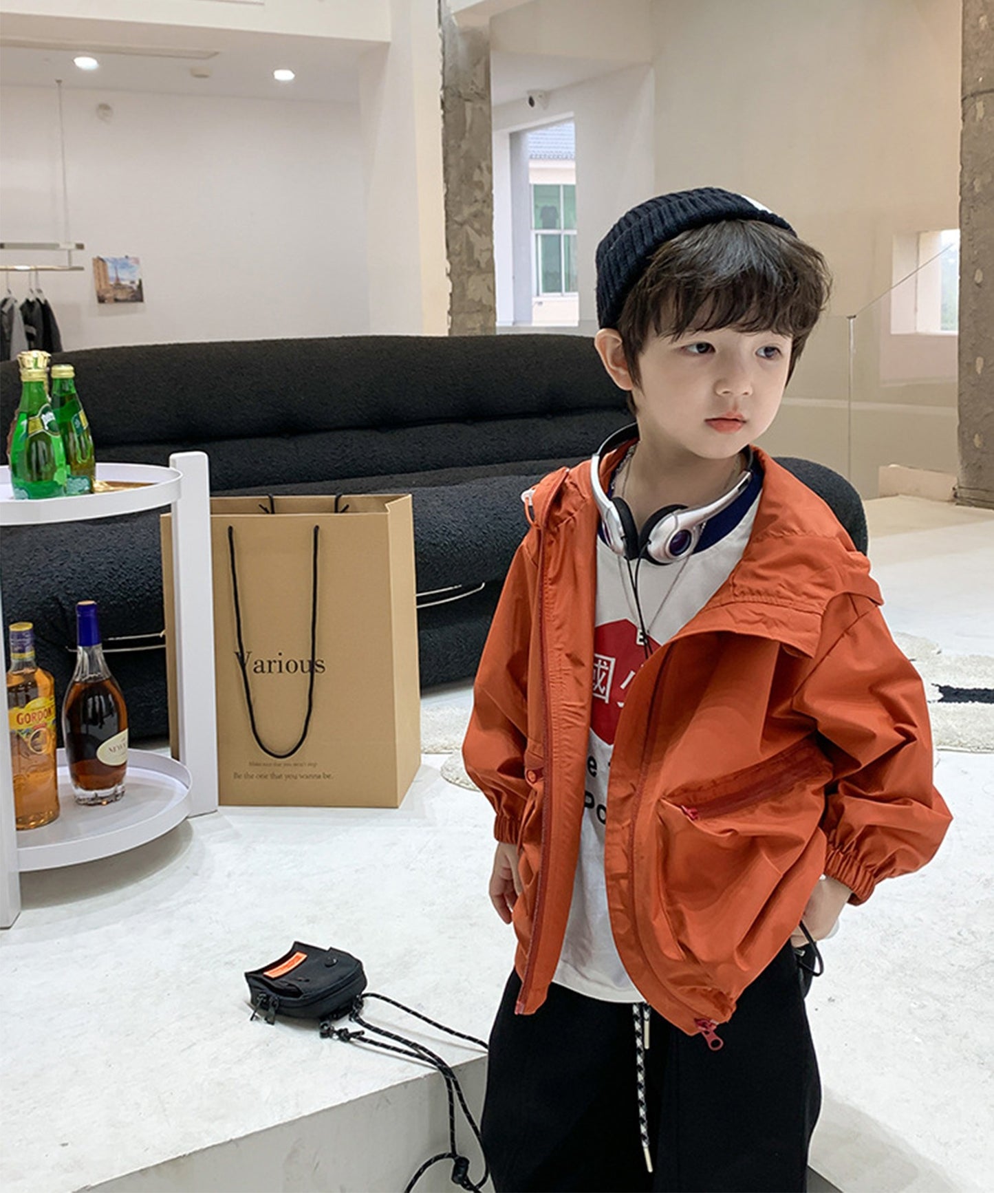 【aimoha-KIDS-】韓国子供服 無地マウンテンジャケット
