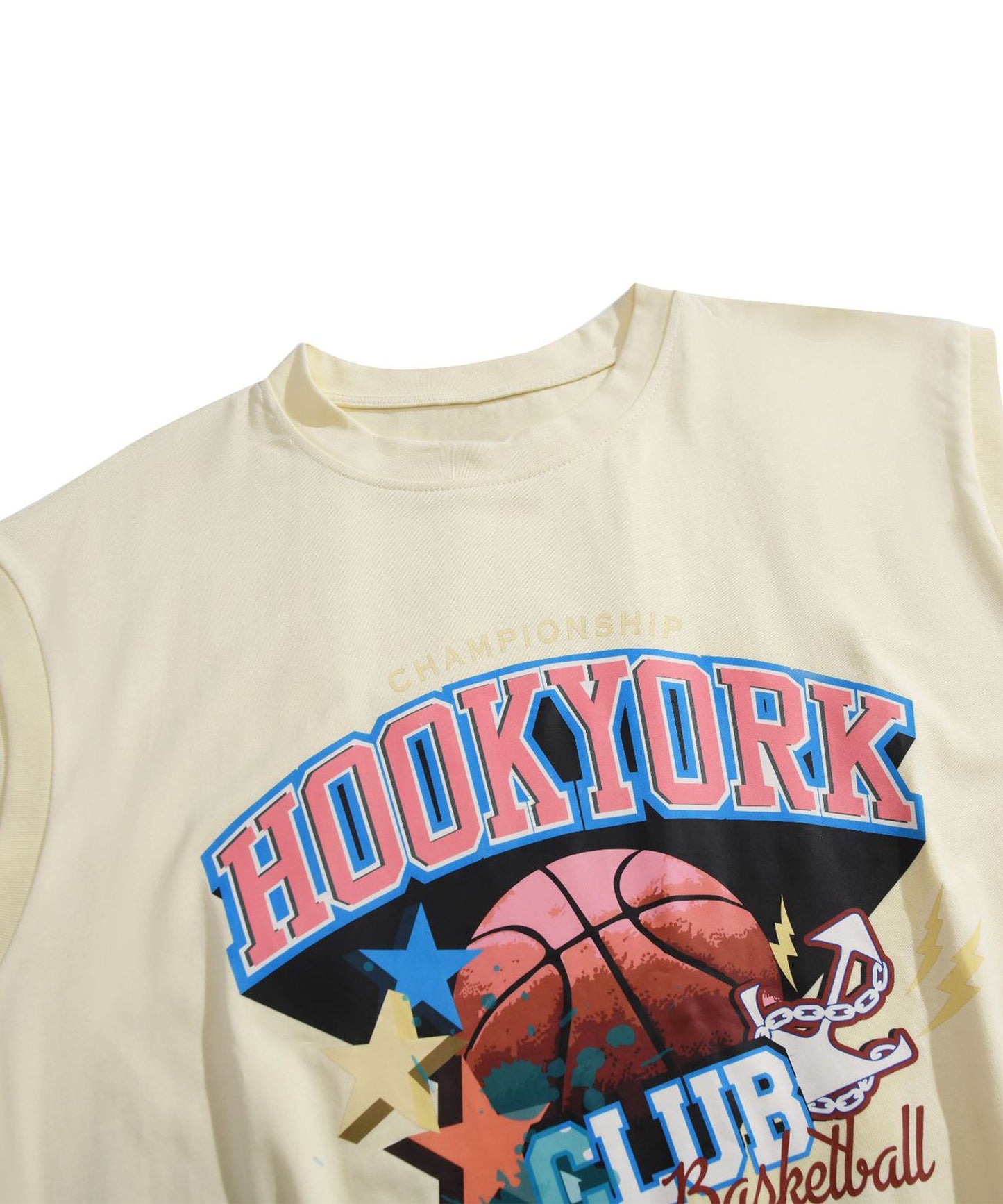 【HOOK -original-】 アメカジバスケットボールプリント ノースリーブ Tシャツ