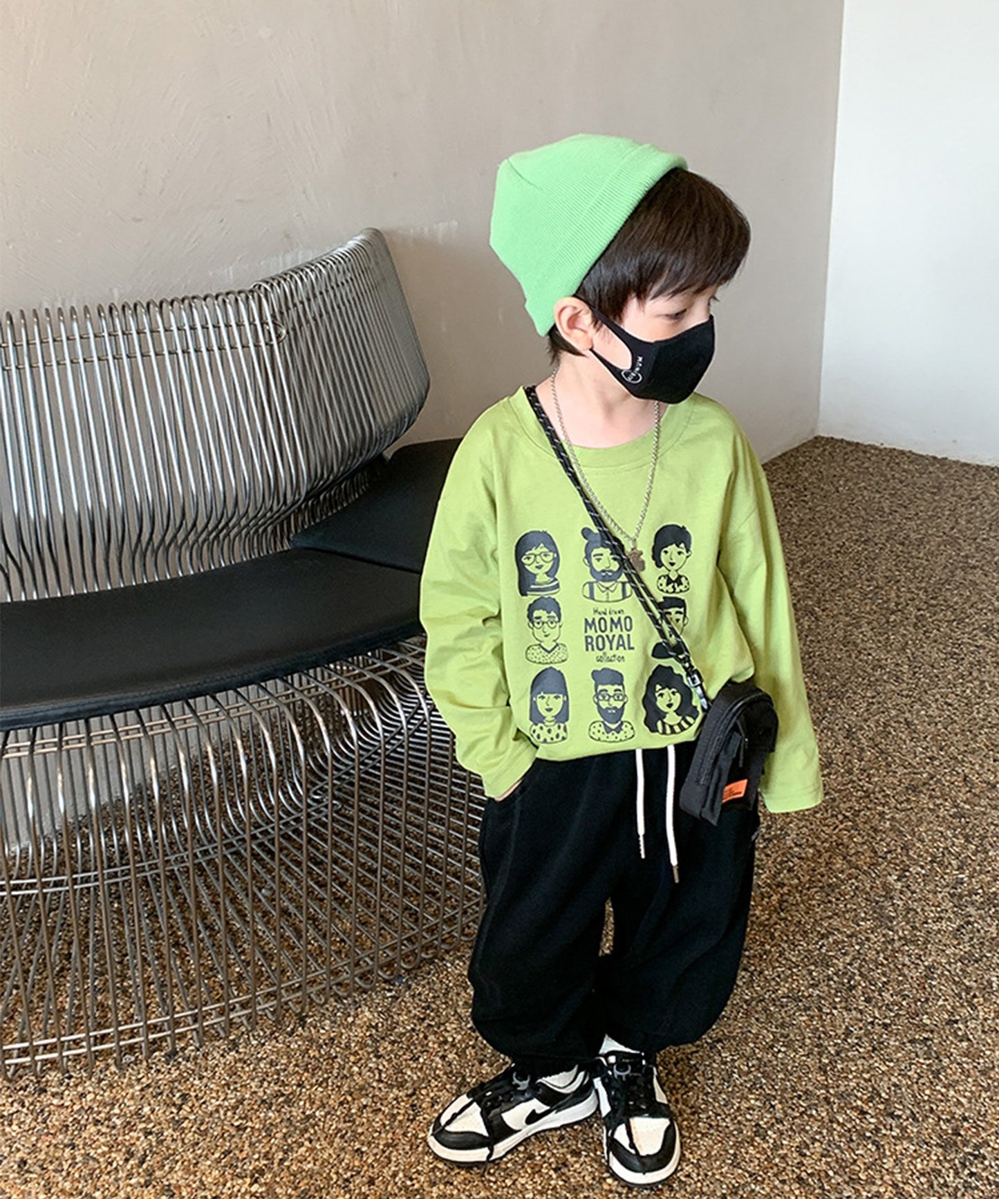 【aimoha-KIDS-】韓国子供服 ベーシックビスネームスウェットパンツ
