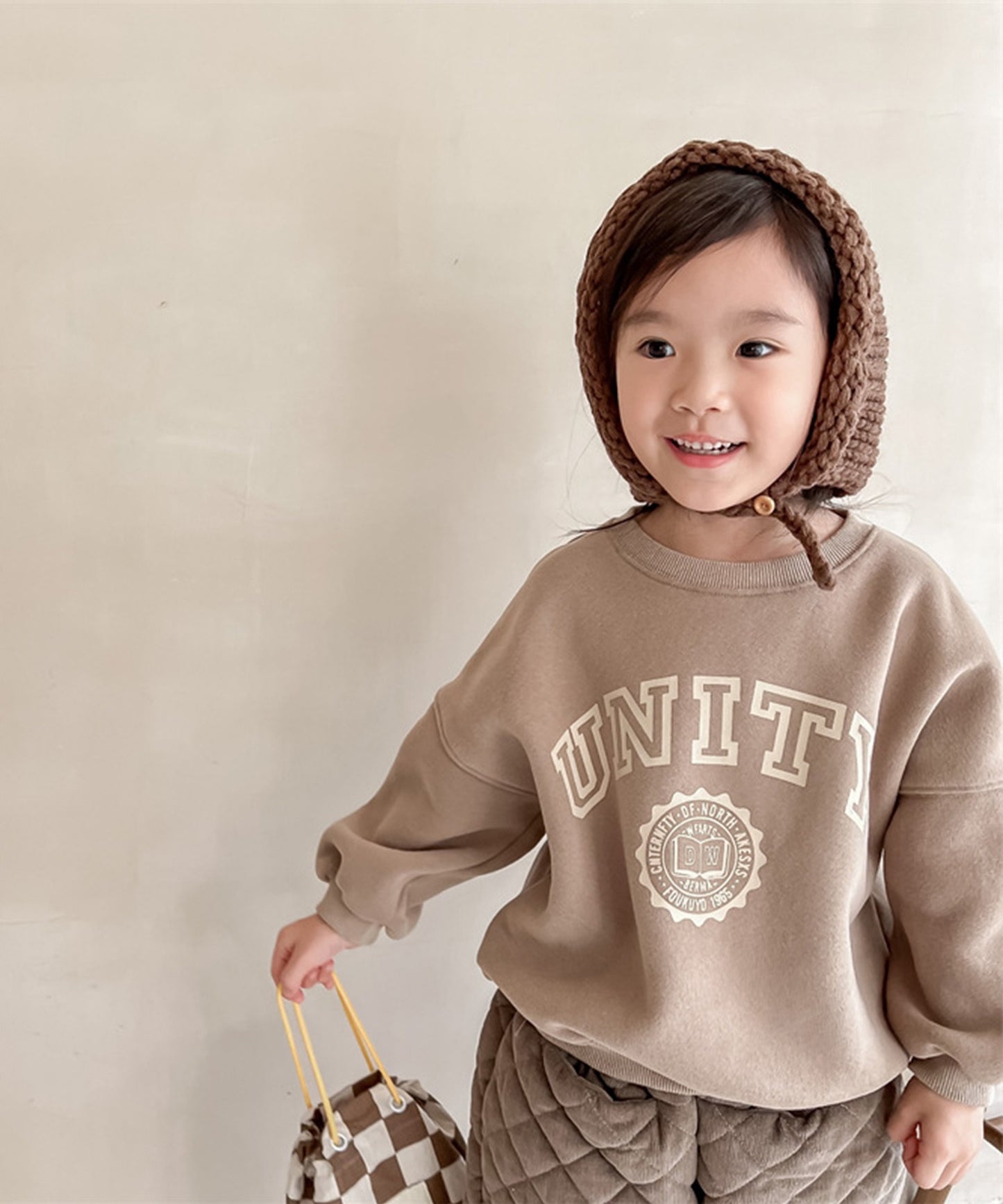 【aimoha-KIDS-】韓国子供服 アメカジフロントプリント裏フリースビッグスウェット