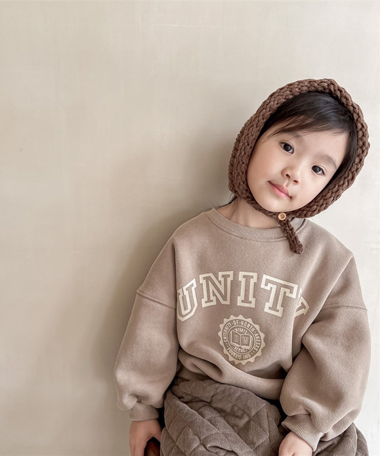【aimoha-KIDS-】韓国子供服 アメカジフロントプリント裏フリースビッグスウェット