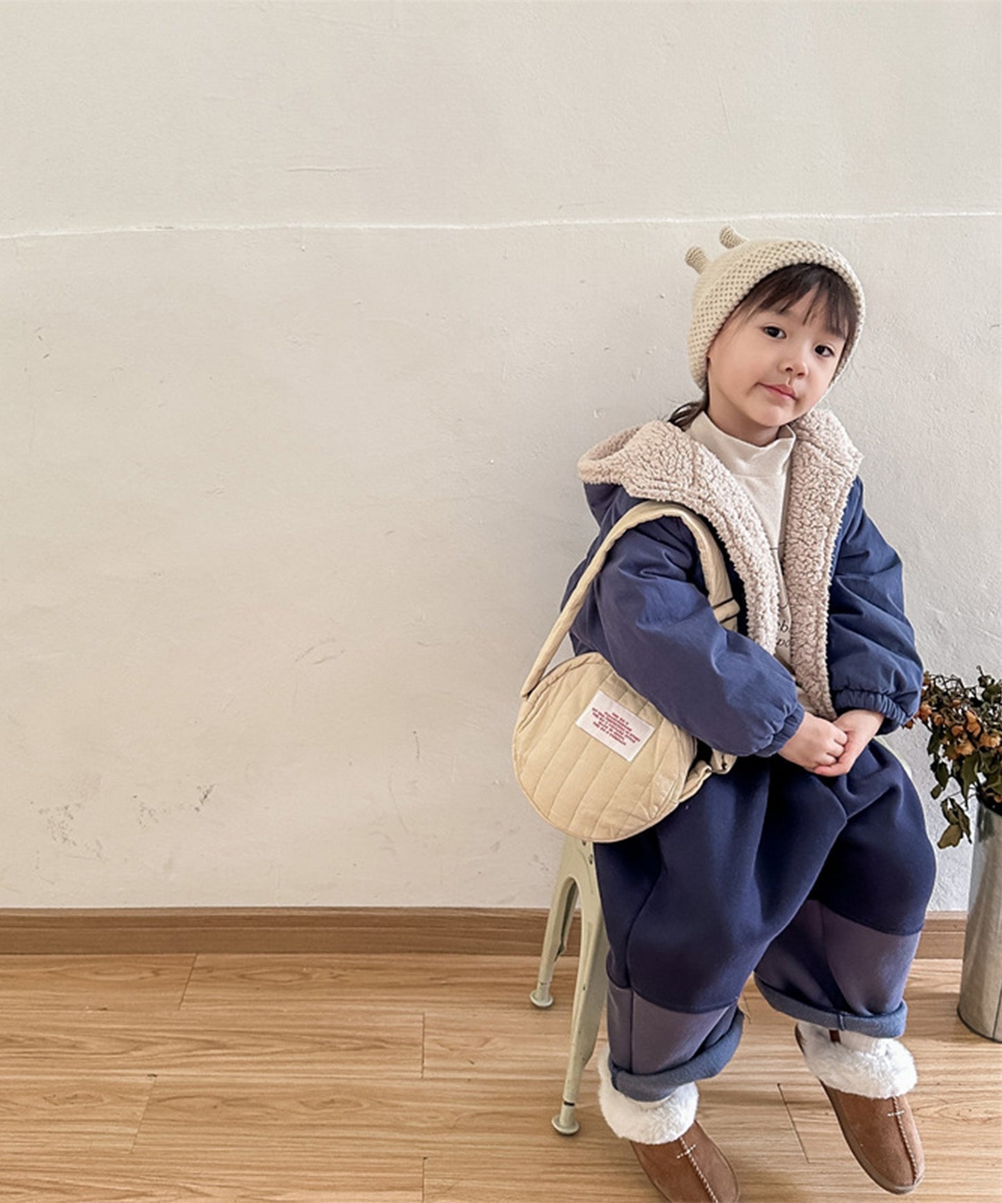 【aimoha-KIDS-】韓国子供服 暖かいボア裏地中綿ジャケット