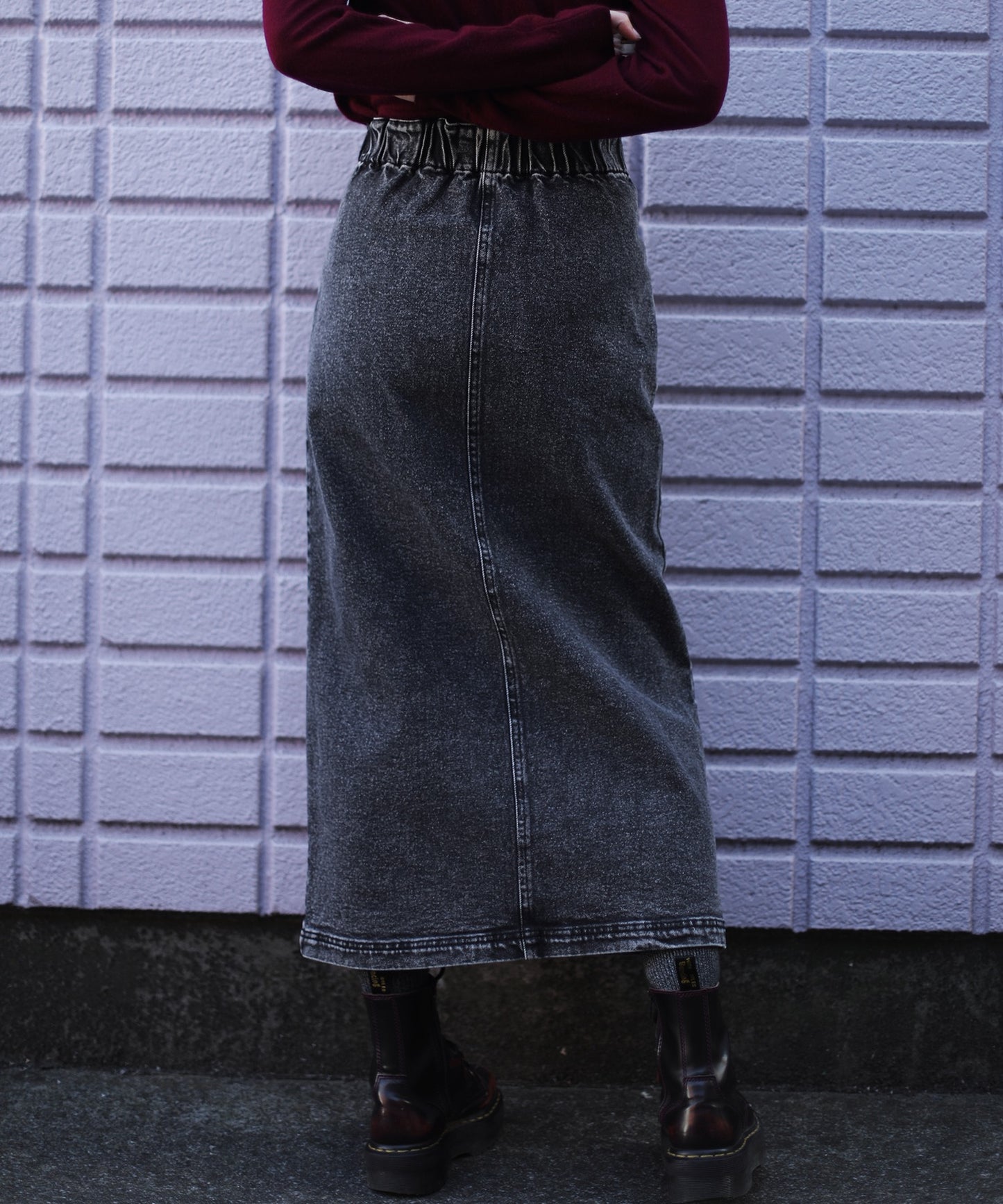 【aimoha】オリジナル ストレットデニムハイウエストロングスカート